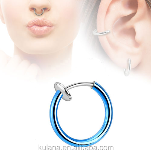 New Arrival Medical Nose Hoop Nose Rings Surgical Steel Fake Piercing Jewelry Nipple Piercings Rings