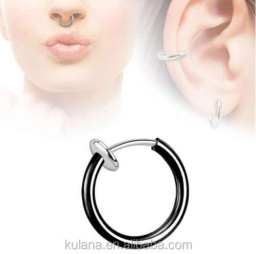 New Arrival Medical Nose Hoop Nose Rings Surgical Steel Fake Piercing Jewelry Nipple Piercings Rings