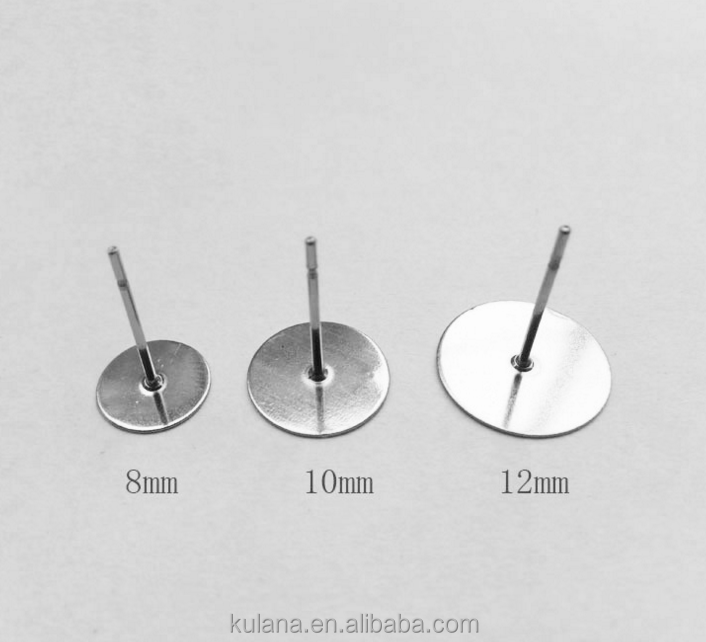 8-12mm Round head earring pin stainless steel jewelry findings