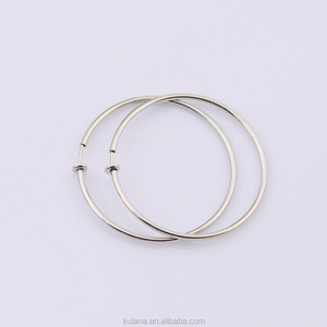 50mm Wide Fake Piercing Spring Hoops Clip on Earrings Round Wire Hoop Earring Spring Thin Hoop Earrings for Young Girls