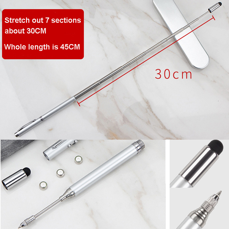 5 in 1 Multifunctional Touch Screen Ball Pen Laser Pointer LED Light with Writing and Stretch 45CM Teaching Point