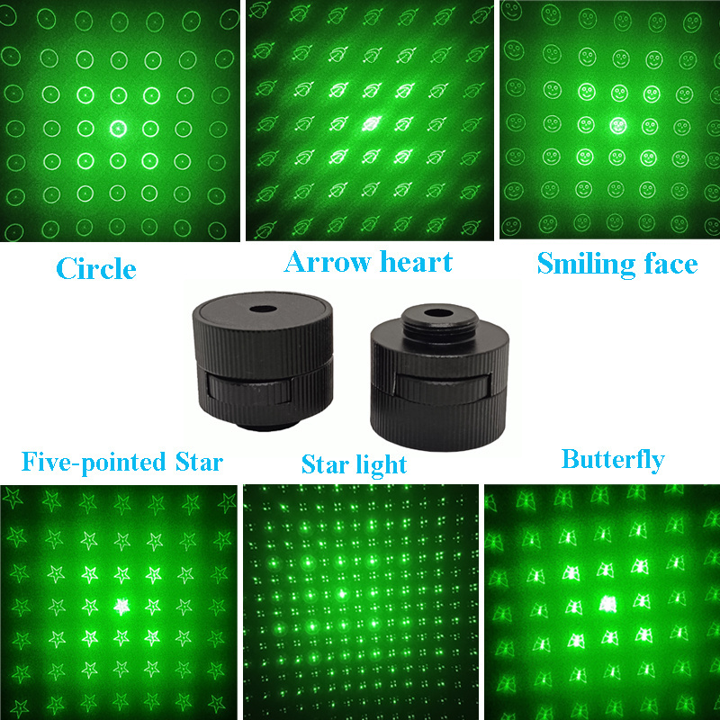 303 Laser Pointer Head 6 in 1 Laser Pointers Tip High Power Star Light laser 303 green