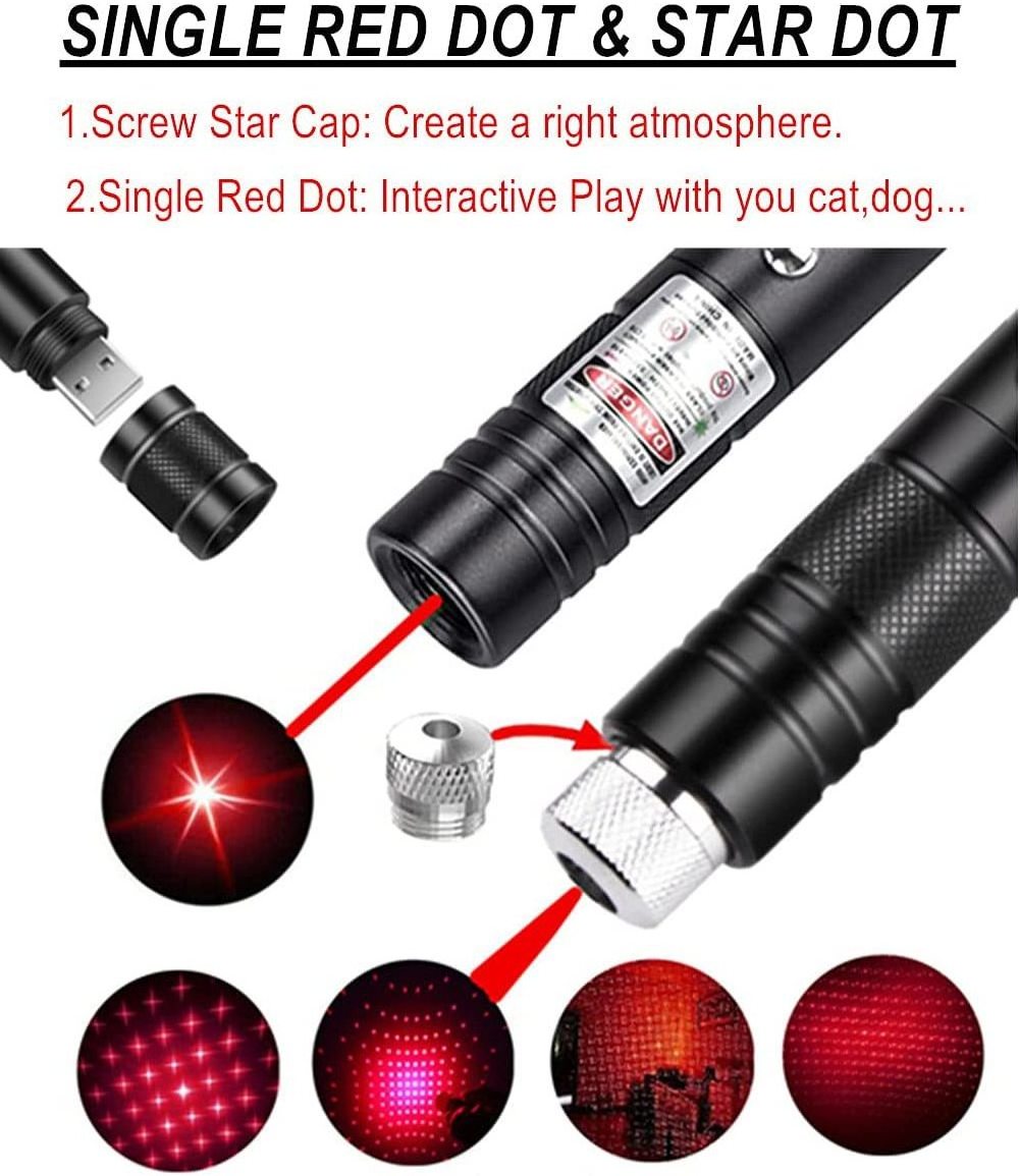 Red Laser Pointers High Power Star Laser Light  Lazer Pointer Pen Stars Beam Red Point USB Rechargeable Laser