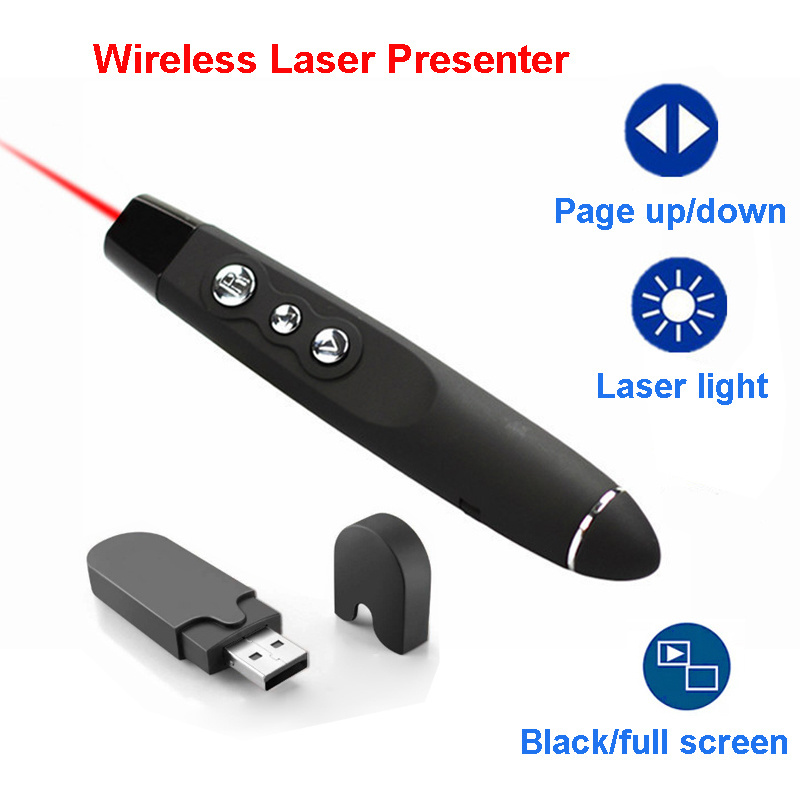 Clicker for Laptop PPT Multifunction Laser Pen USB Presenter Red Laser Wireless PP1000 Presenter Presentations Remote