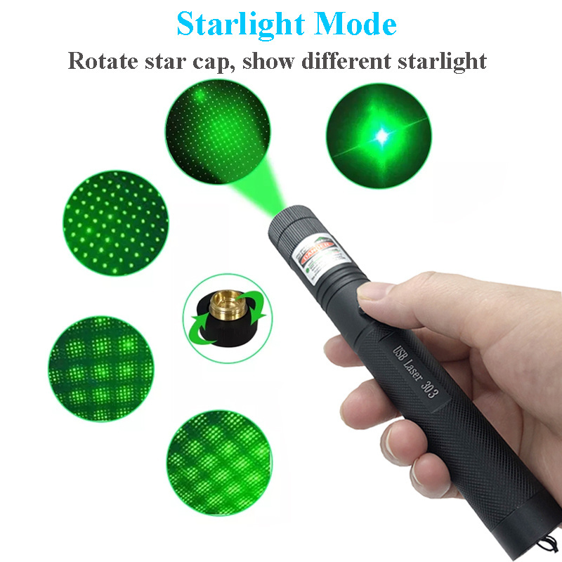 Hot Selling Powerful Green/Blue/Red Laser Pointer Pen 303 Star Beam Light High Laser for Camping Outdoor ExPlore