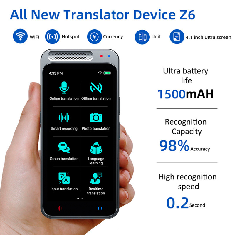 Two way Translator Language Speech Multi Languages Instant Smart Translation Device Online Offline Camera Translation