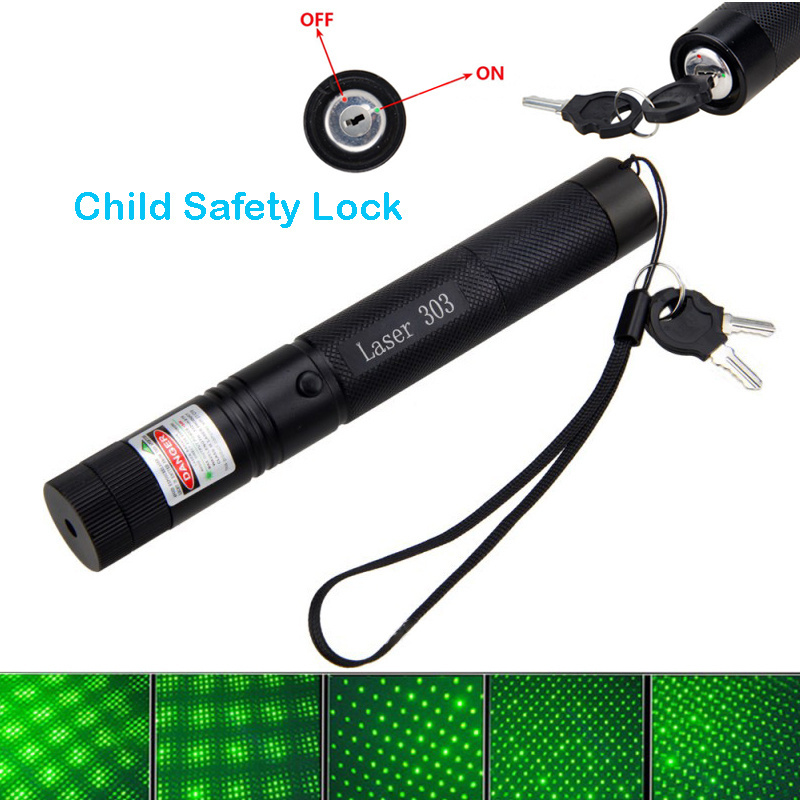 Laser Pointer with 18650 Battery and Safety Key Green Laser Light 303 Strong Power Light Pointers with Star light