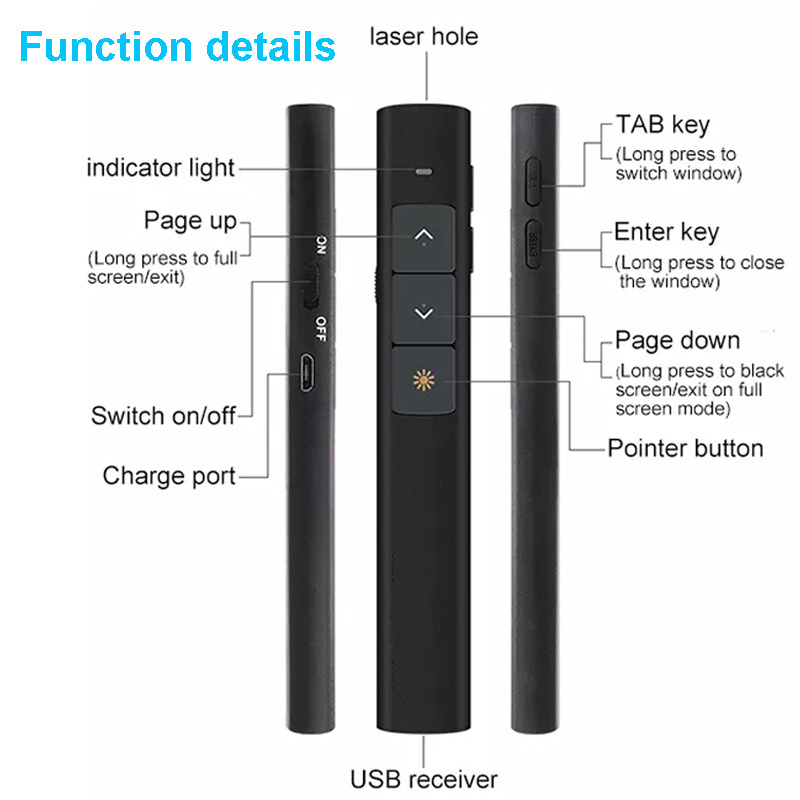 Wireless Presenters Powerpoint PPT Clicker for PPT Powerpoint Laser pointer Presentation Demonstration Slide Clicker Remote