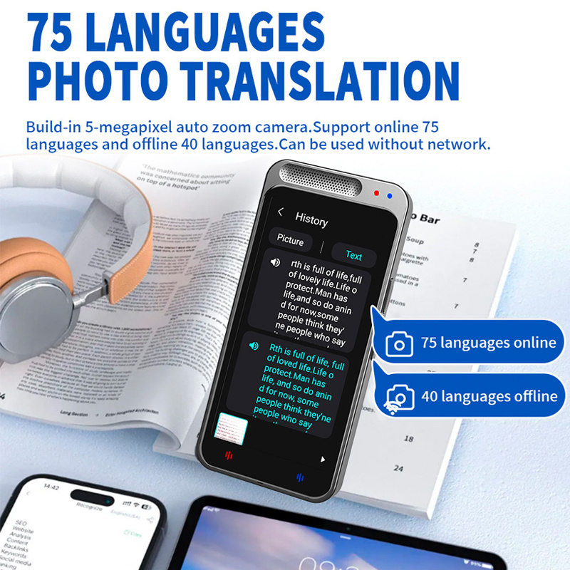 Two way Translator Language Speech Multi Languages Instant Smart Translation Device Online Offline Camera Translation