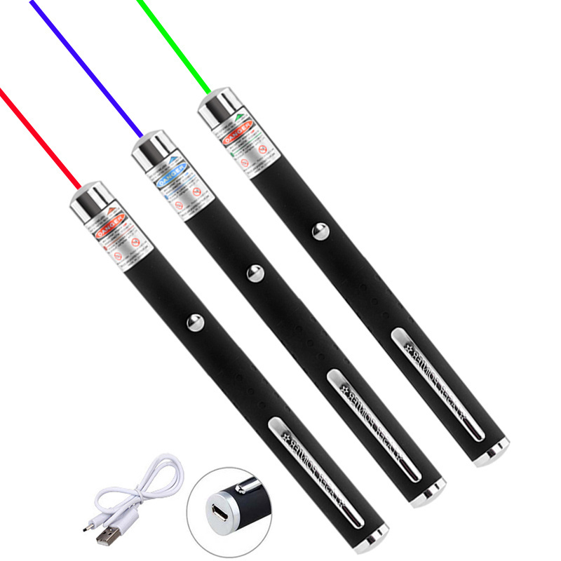 Laser Green Pointer with USB charge Green Blue Red Laser Pointer 650nm 532nm 405nm Cat Toy Laser Pointer