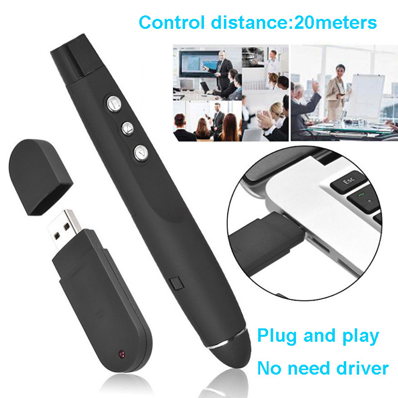 Laser Presentation Remote Silver Wireless Presenter with Red Laser Light for PPT Power Point Teaching Presenters Remote Pen