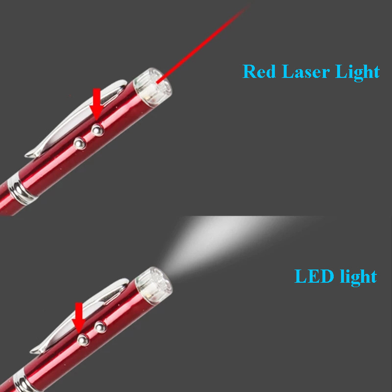 4-in-1 Multifunction Laser Pointer LED Flash Light Touch Pen for Mobile iPad Screen with Writing Function Red Laser Pen