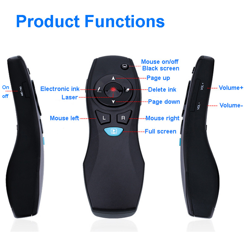 Presentation Clicker Air Mouse Wireless Presenter USB Remote Control Pointer PPT Clicker Wireless Presenter with air mouse