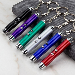 Mini Aluminum White LED Flashlight Red Laser Pointer with Keychain Pocket Portable Mini Cat Toy Laser Led Light Pen