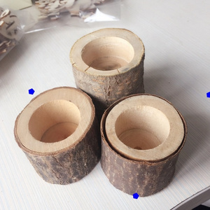 decorative natural  log wood candle holder woodland tea light  candle holder