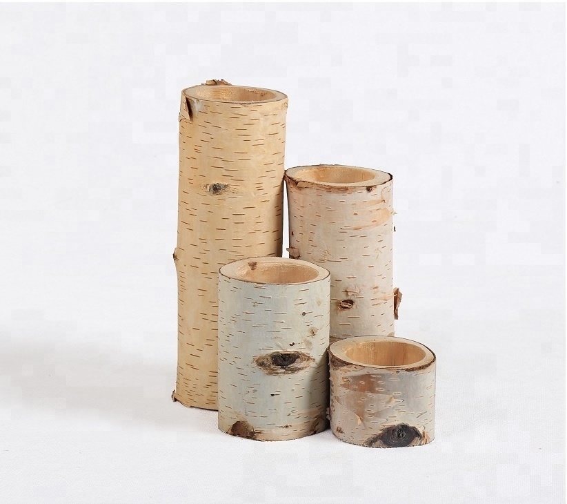 decorative natural  log wood candle holder woodland tea light  candle holder