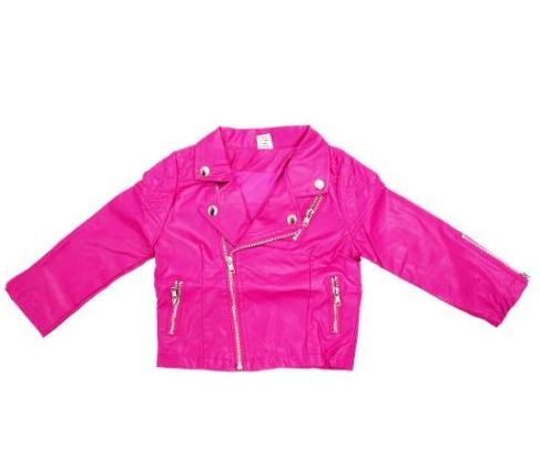 Street Wear Jacket Fashion Style Girl PU Jacket Children Leather Coats For Girl Outerwear Kids girl rose Custom Logo