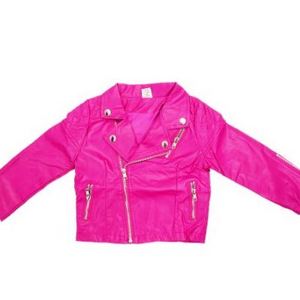 Street Wear Jacket Fashion Style Girl PU Jacket Children Leather Coats For Girl Outerwear Kids girl rose Custom Logo