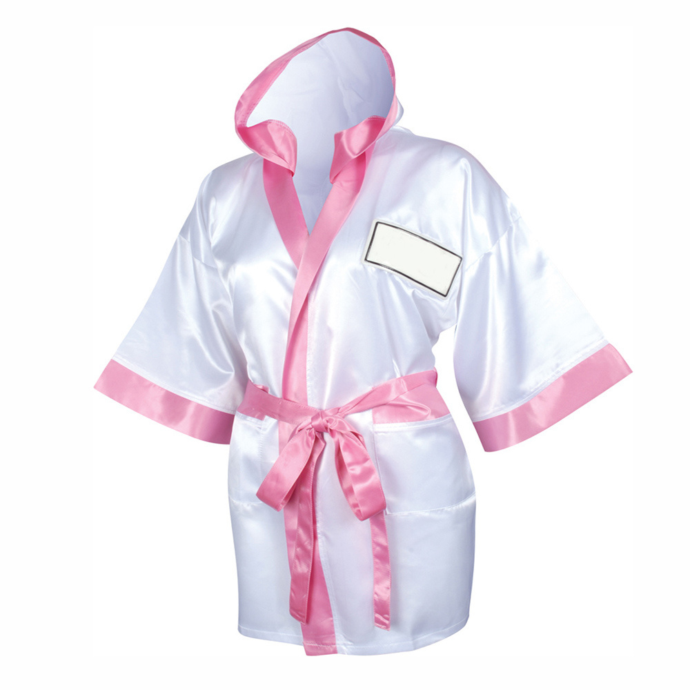 Wholesale Boxing Robe Unisex Baby Pink Color Lined Custom Made Boxing Robe