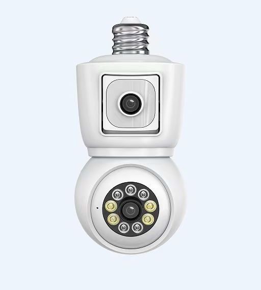 Icsee 2MP+2MP Dual lens bulb cctv camera Ceiling Mount Power Bulb Light Wireless home security cctv camera Wifi ip Camera Bulb