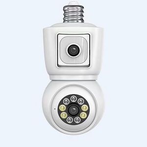 Icsee 2MP+2MP Dual lens bulb cctv camera Ceiling Mount Power Bulb Light Wireless home security cctv camera Wifi ip Camera Bulb