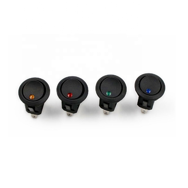 12V two speed three pin 20mm circular with LED indicator light cat eye fish eye light boat shaped rocker switch