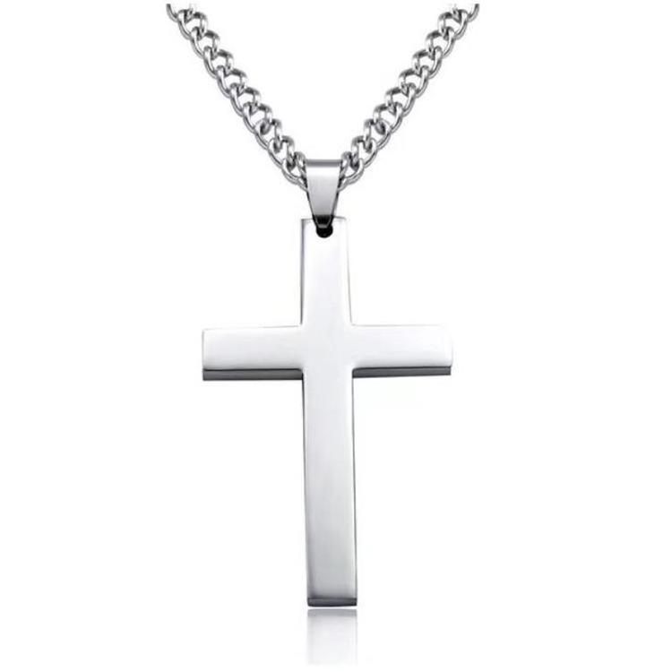 Fashion Jewelry Christmas Gift Item 18k Gold plated Hip Hop Simple Stainless Steel Men Cross Pendant Chian Necklace 5