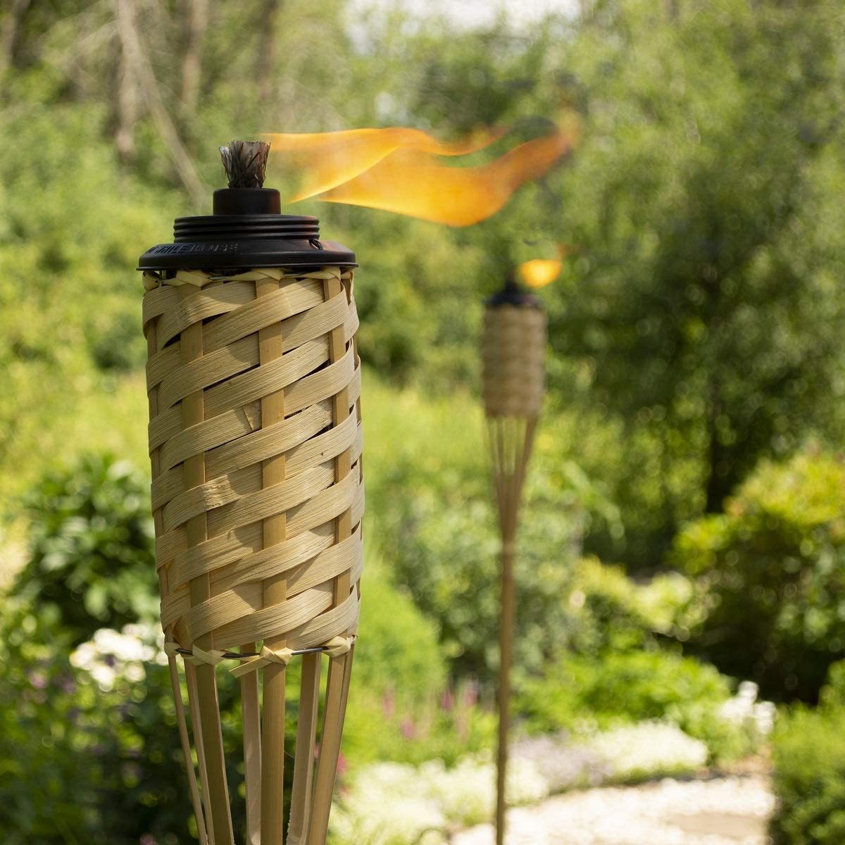 Garden Outdoor Natural  Party Tiki Bamboo Torch with Wooden Extinguisher