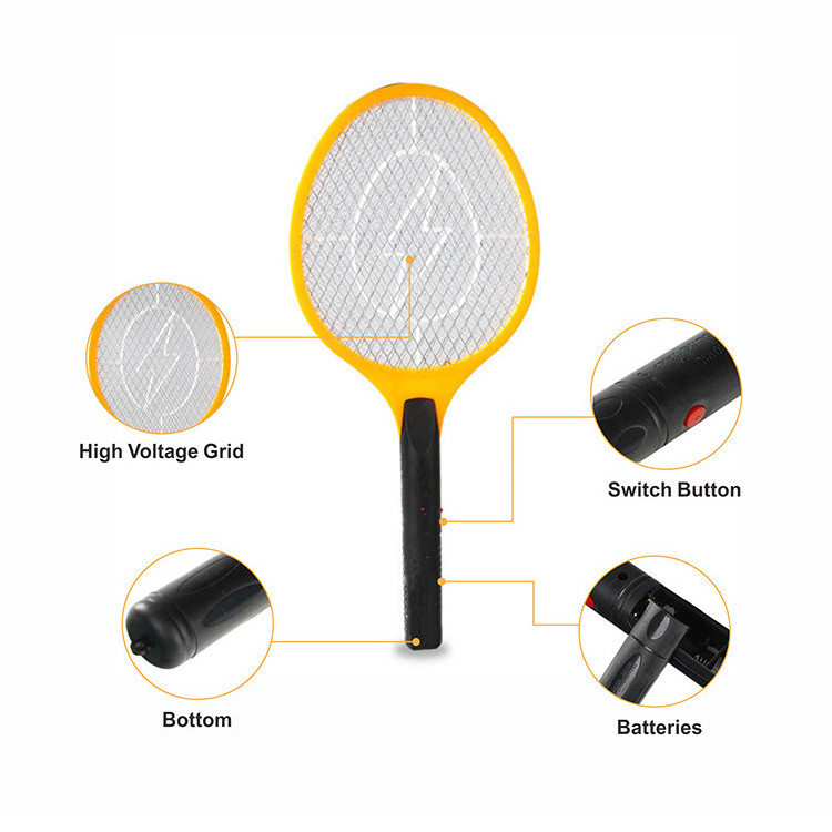 3 Layers  Electric Mosquito Bug Zapper Fly Swatter with Battery