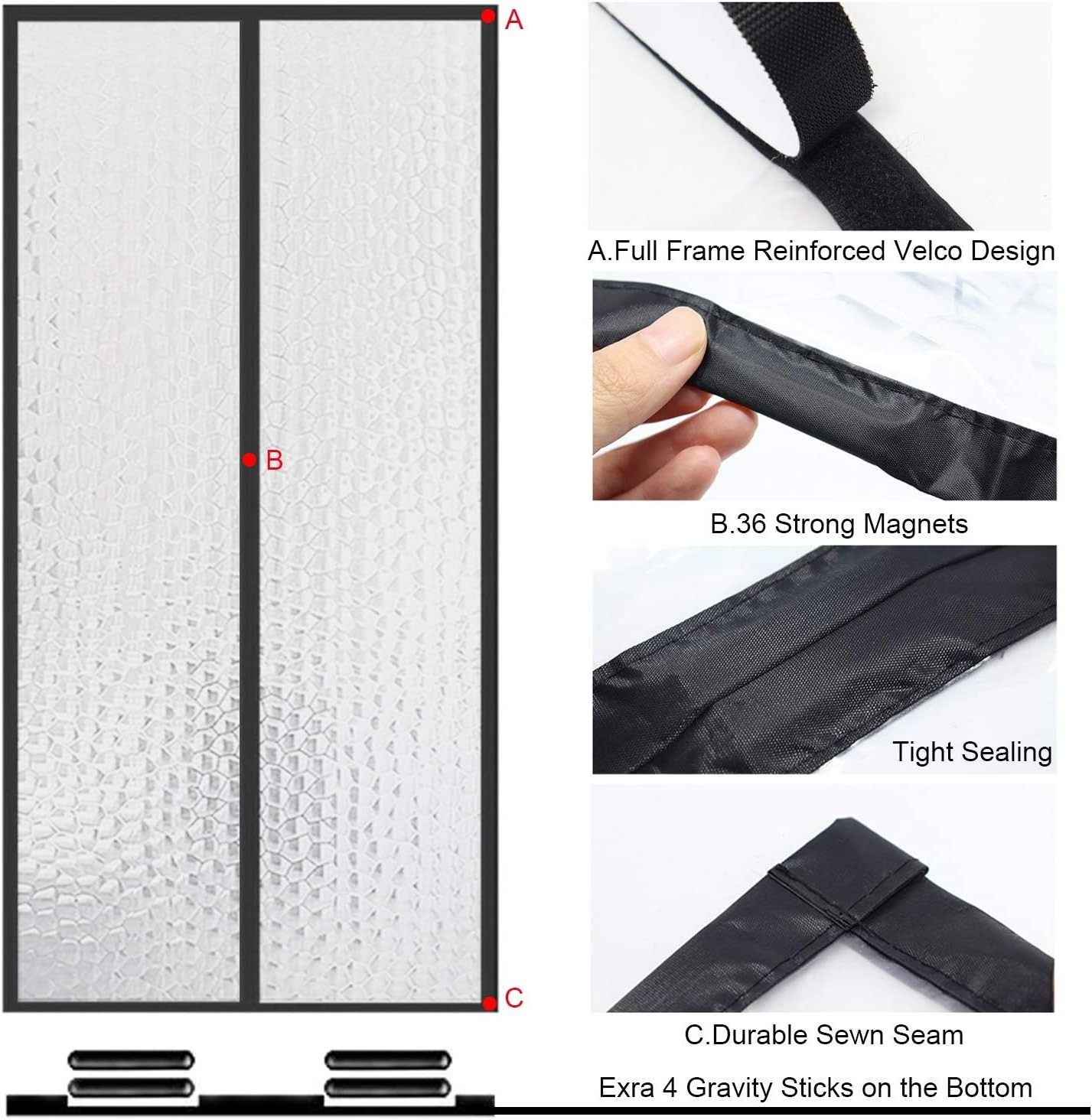 Magnetic Patio Door Cover Auto Closer Fits Doors Thermal Insulated Door Curtain