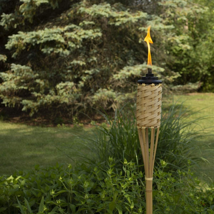 Garden Outdoor Natural  Party Tiki Bamboo Torch with Wooden Extinguisher