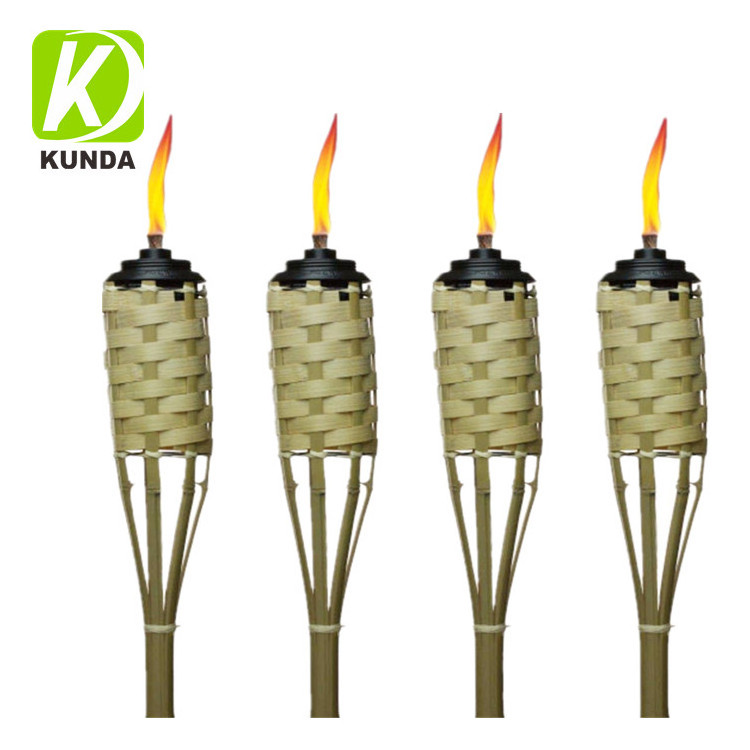 Garden Outdoor Natural  Party Tiki Bamboo Torch with Wooden Extinguisher