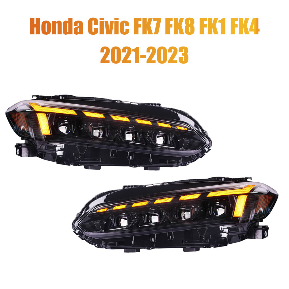 Pair of Car Headlight Assembly For Honda Civic FK7 FK8 FK1 FK4 2021-2023 Car Front Light Plug&Play Auto LED Head Lamp System