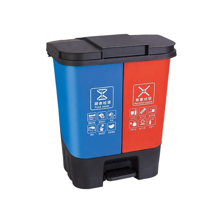 16L Dual Dustbin Plastic Stackable Recycling Garbage Waste Bins Trash Can