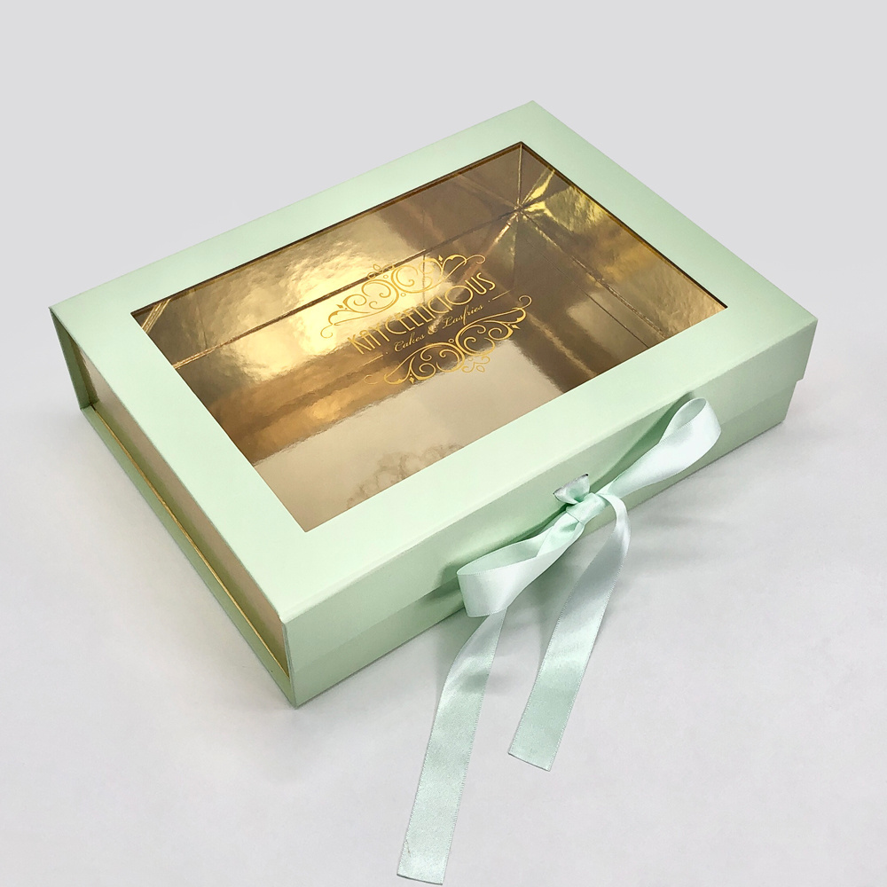 Custom Magnetic Lid Clear Pvc Window Gift Packaging Paper Boxes Cookies Grazing Chocolate Cupcake bakery Cake Box With Window