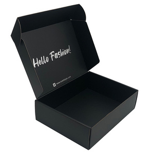 Custom Printing gold foil and UV Logo shipping box Matt Black Corrugated Cardboard Packaging Mailer Boxes