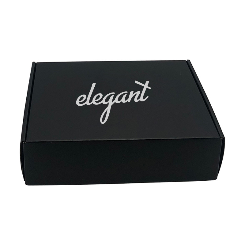 Custom Printing gold foil and UV Logo shipping box Matt Black Corrugated Cardboard Packaging Mailer Boxes