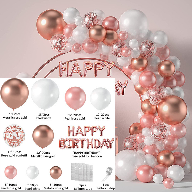 Wholesale Rose Gold White Confetti Birthday Balloons Women Girls Princess Wedding Birthday Party decorations Balloons