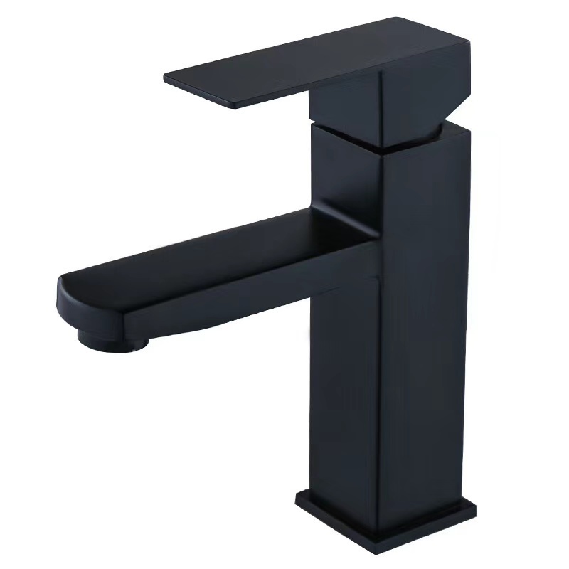 Simply Economic Bathroom Stainless Steel Matte Black Wash Basin Sink Faucet Mixer Single Handle Lavatory Faucet