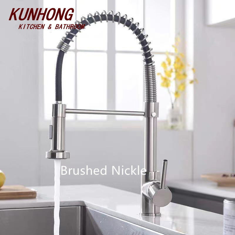 Brass Spring Kitchen Faucet Factory Direct Supply Single Hole Spring Deck Mounted Kitchen Faucet