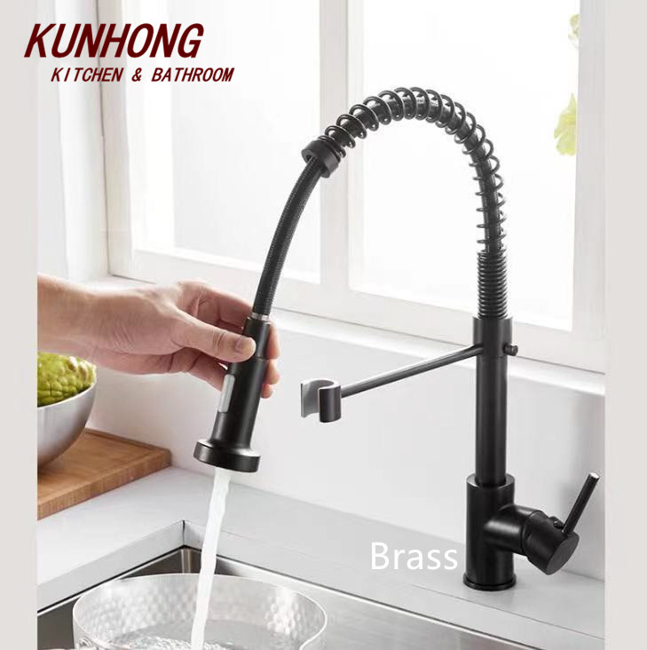 Brass Spring Kitchen Faucet Factory Direct Supply Single Hole Spring Deck Mounted Kitchen Faucet