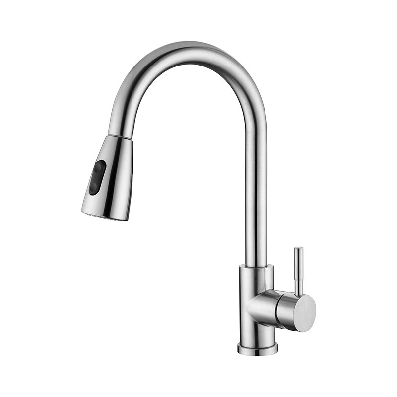 Modern Cheaper Price Stainless Steel Brushed Deck Mounted Pull Out Kitchen Faucet For Sink