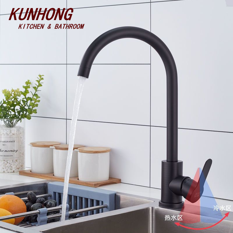 Classical stainless steel taps black kitchen faucet hot and cold water mixer kitchen tap for sink on sale