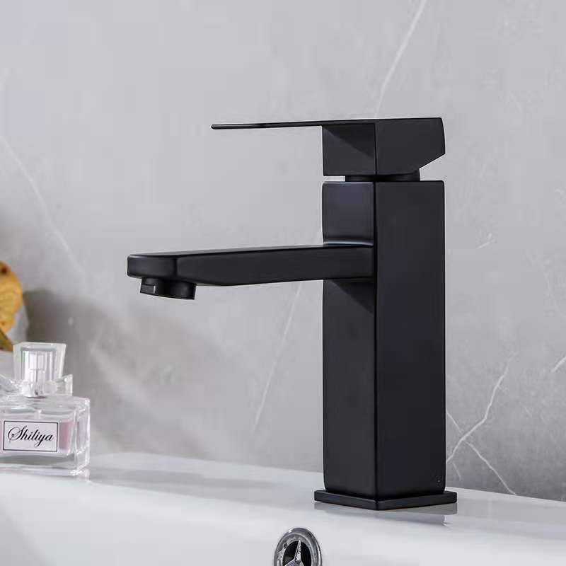 Good Quality Single Handle Stainless Steel Brushed Nickle Mixer Square Lavatory Bathroom Wash Basin Faucet Tap