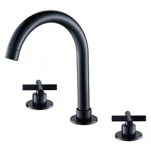 European Style Antique Matte Black Wash Hand Water Tap Bronze Dual Handle Basin Faucet For Bathroom