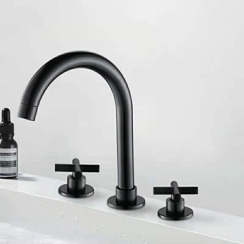 European Style Antique Matte Black Wash Hand Water Tap Bronze Dual Handle Basin Faucet For Bathroom