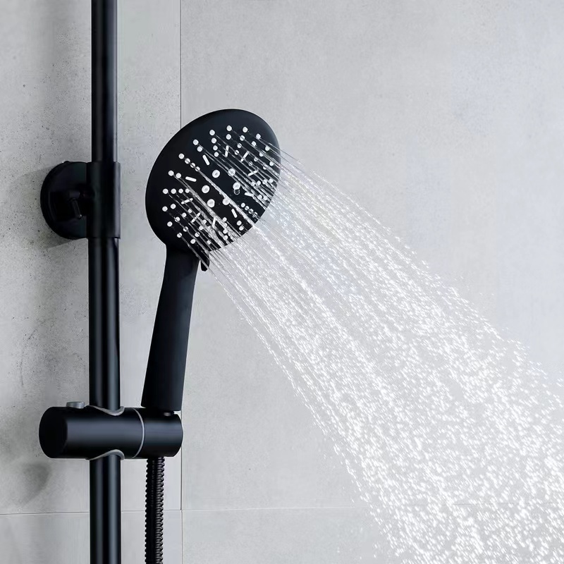 Simply Modern Bathroom Stainless Steel Matte Black Hot Cold Rain Shower Set Bath Shower Faucets