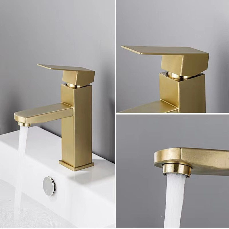 Manufacturer Stainless Steel Bathroom Wash Single Lever Water Tap Mixer Brushed Gold Bathroom Basin Faucet