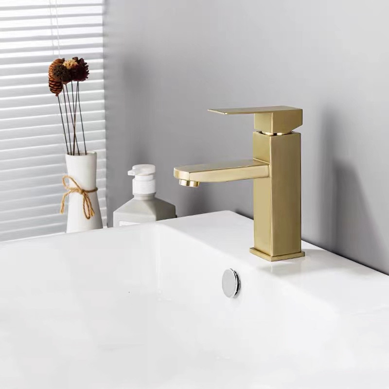 Manufacturer Stainless Steel Bathroom Wash Single Lever Water Tap Mixer Brushed Gold Bathroom Basin Faucet