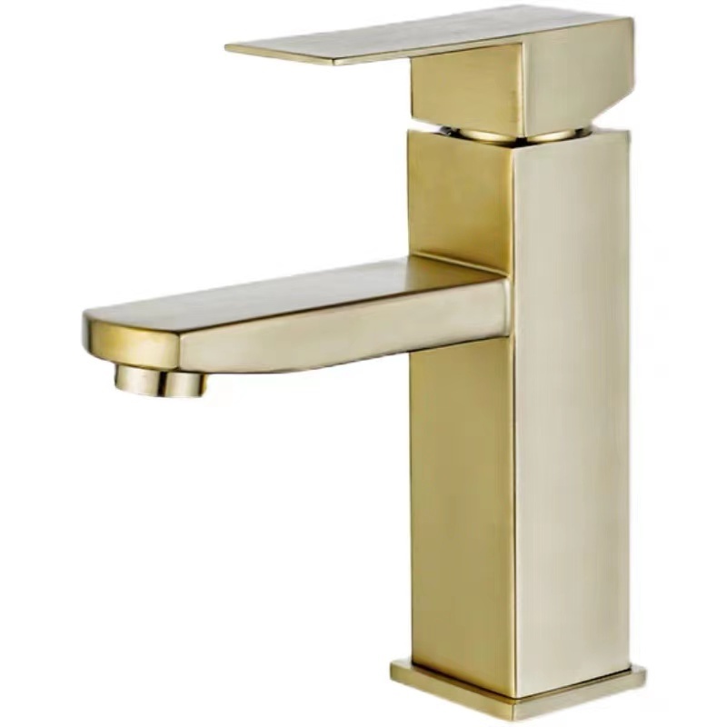 Manufacturer Stainless Steel Bathroom Wash Single Lever Water Tap Mixer Brushed Gold Bathroom Basin Faucet